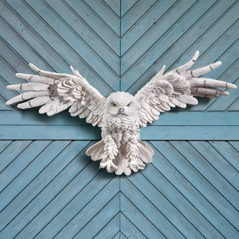 Mystical Snowy Owl Resin Wall Sculpture