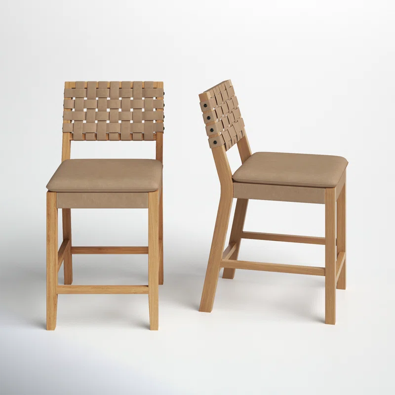 Arleatha Upholstered 24'' Counter Stool with Solid Wood Frame