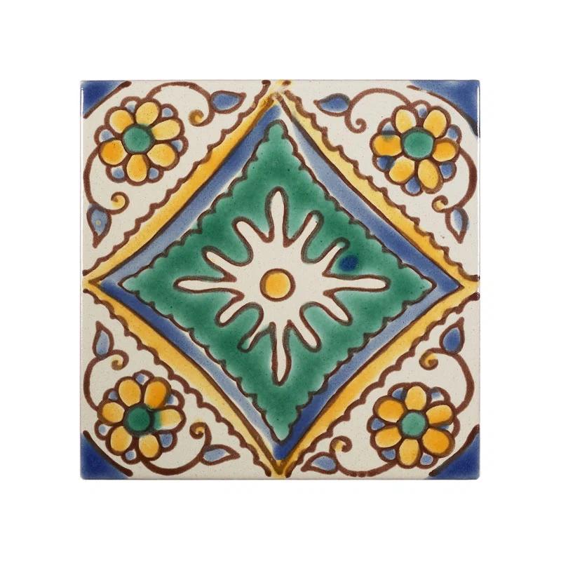 Casablanca Market Mediterranean 4'' x 4'' Hand Painted Ceramic Decorative Accent Tile