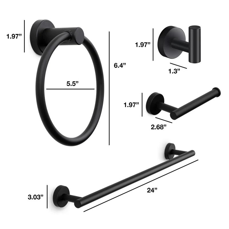 Marmolux Accessories 4 - Piece Bathroom Hardware Set S911-4BK