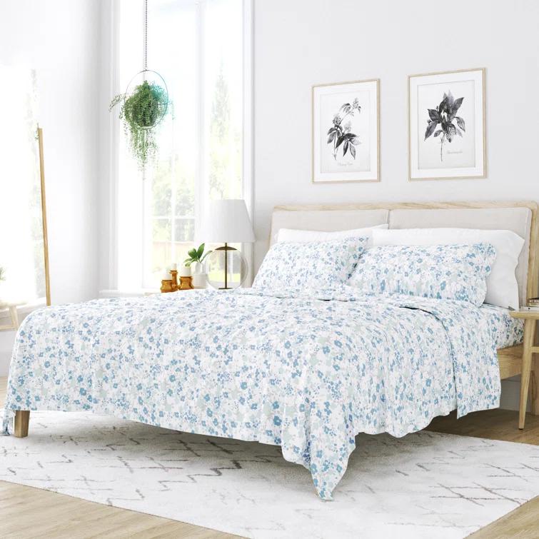 IEnjoy Home Violets Pattern Microfiber Sheet Set