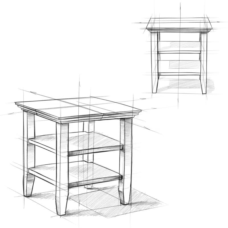 Simpli Home Acadian Solid Wood Transitional Table with Open Shelves