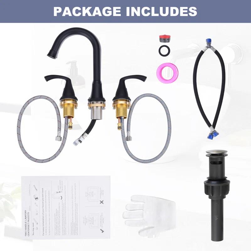 Widespread 2-handle Bathroom Faucet with Drain Assembly