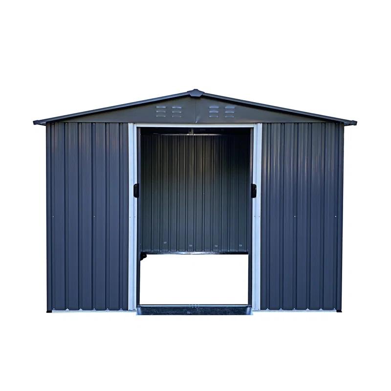 Outdoor Storage Shed 6 FT Large Metal Tool Sheds, Heavy Duty Storage House With Sliding Doors With Air Vent For Backyard Patio Lawn To Store Bikes, Tools, Lawnmowers Dark Grey