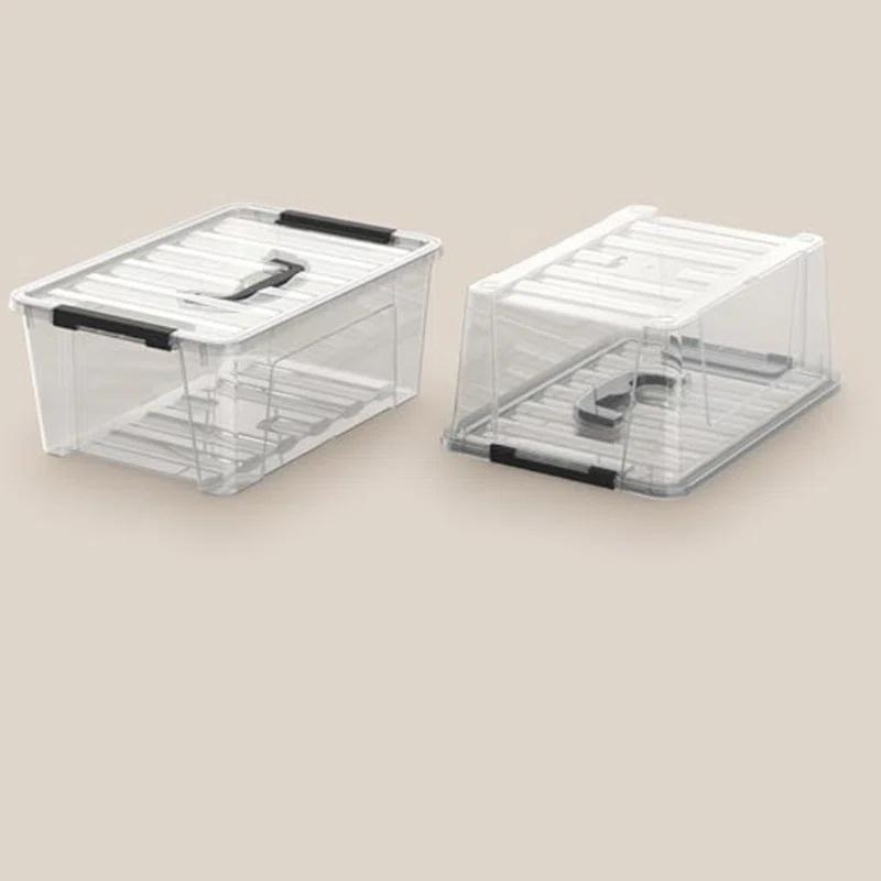 Rebrilliant Clear Storage Latch Bins, 6-Pack Storage Organizer Box With Handle And Lids, 5-Litre