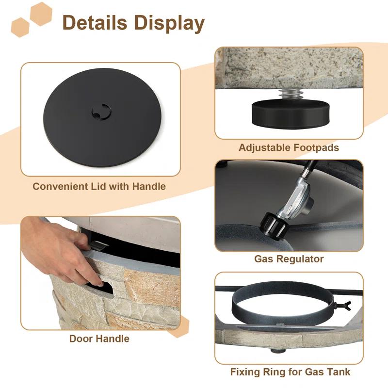 17 Stories Round Ore Powder, Steel, Stainless Steel, PVC Propane Smokeless Fire Pit Table with Hidden Fuel Tank