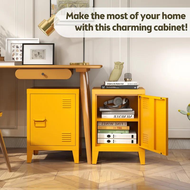 Modern Nightstand - Durable Metal Bedside Storage Cabinet
