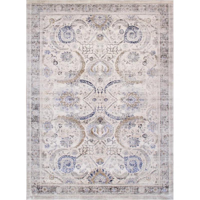 Pasargad Amadeus Power Loom Oriental Area Rug in Ivory/Gray