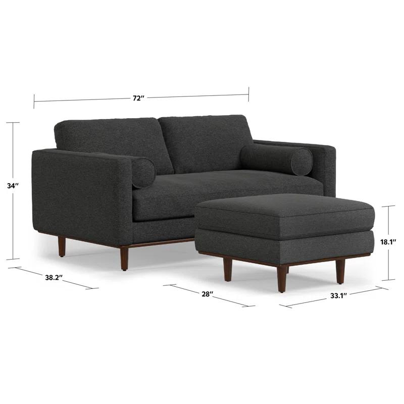 Simpli Home Morrison  Sofa and Ottoman Set in Woven-Blend Fabric