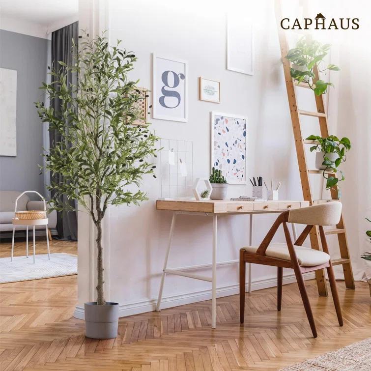 CAPHAUS CAPHAUS Artificial Olive Tree with Fruit, Fake Potted Topiary Tree with Dried Moss, 5 / 6 / 7 Feet