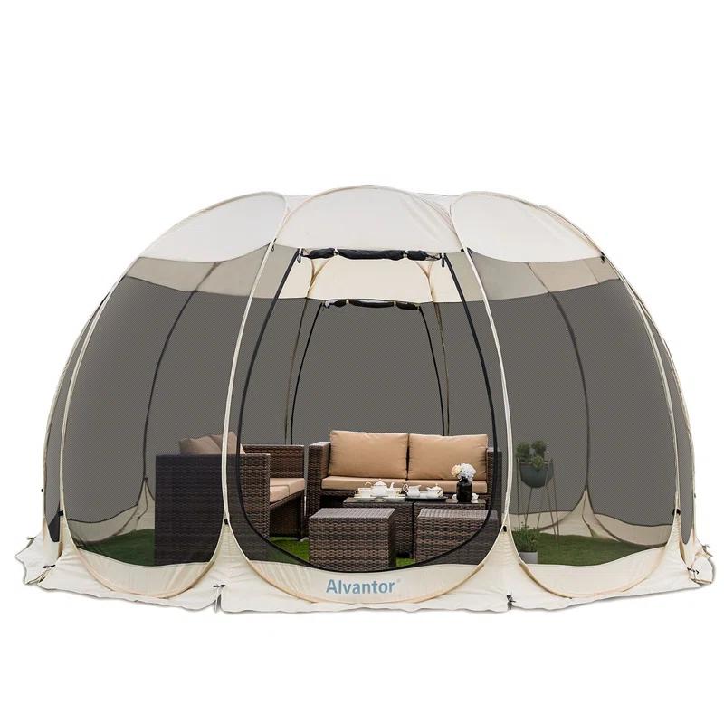 EighteenTek Fiberglass Patio Gazebo Pop Up with Screen Room Tents