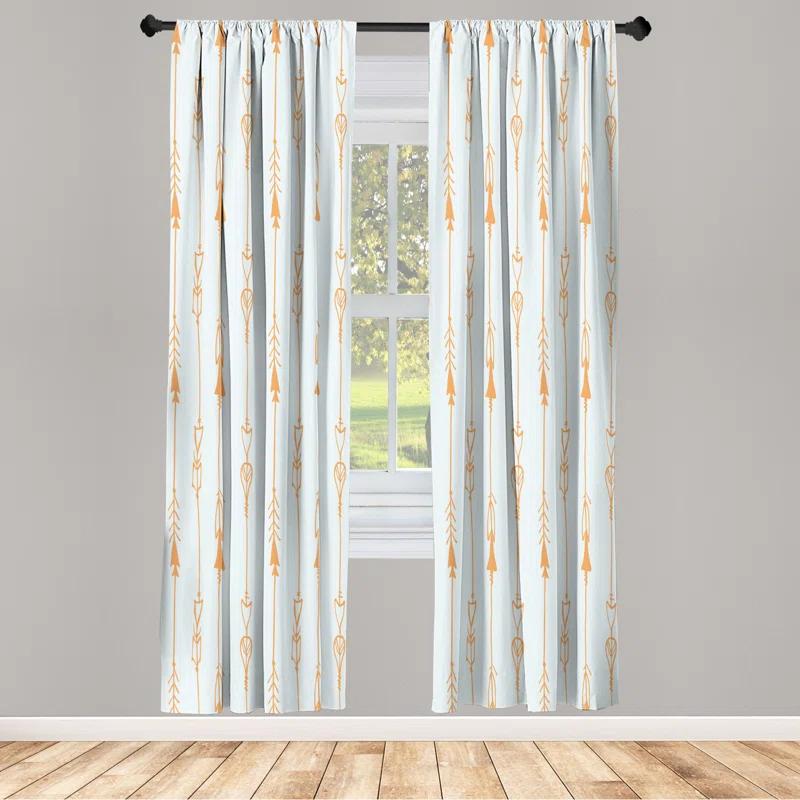 Ambesonne Microfiber Arrow Semi-Sheer Rod Pocket Curtain Panels (Set of 2)