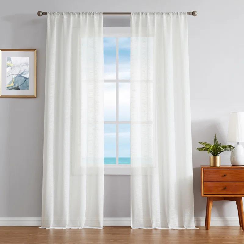 Nautica Nautica Synthetic Solid Color Sheer Rod Pocket Curtain Panels