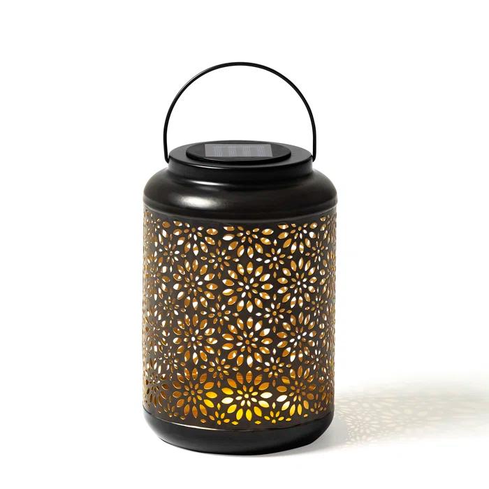 Glitzhome 8.75" H Metal Wire Solar Powered Outdoor Hanging Lantern
