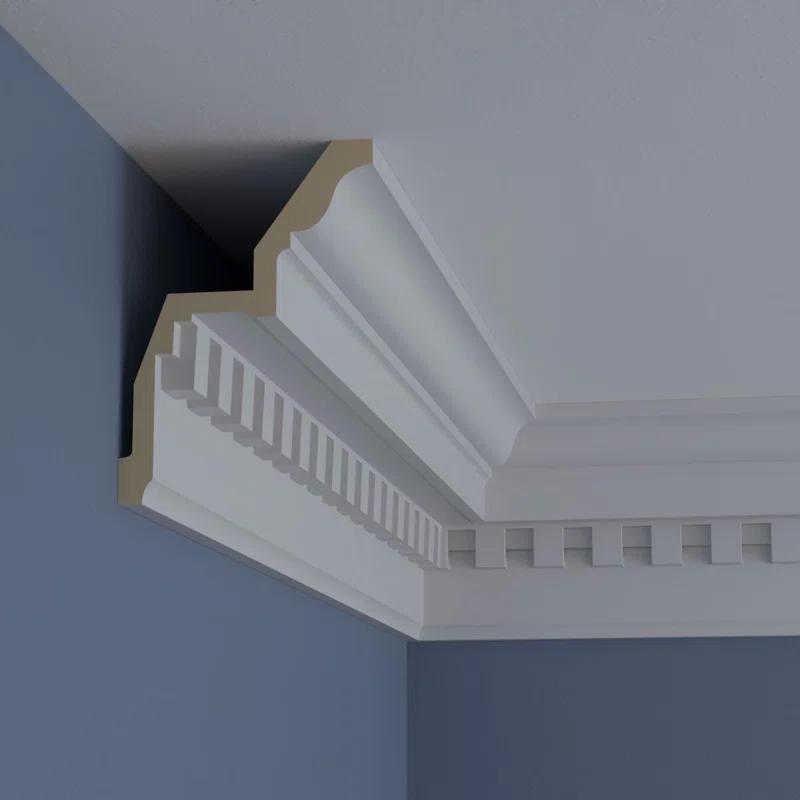 Ekena Millwork SAMPLE - Endurathane Dentil Crown Moulding, 6 3/4"H x 4 3/4"P x 8 3/8"F x 12"L, Factory Primed
