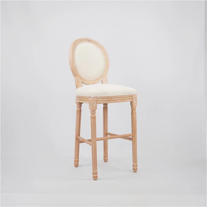 Rosdorf Park French Country Wooden Barstools  With Upholstered Seating , Beige and Natural,set of 2