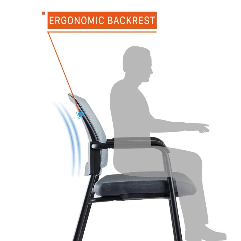 Inbox Zero Nashiya CLATINA Mesh Back 22.2" W Stackable Seat Waiting Room Chair with Metal Frame