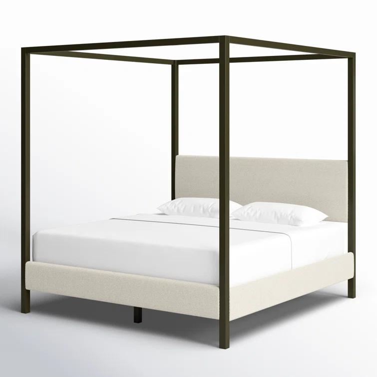 Joss & Main Sybill Vanilla Upholstered Canopy Bed