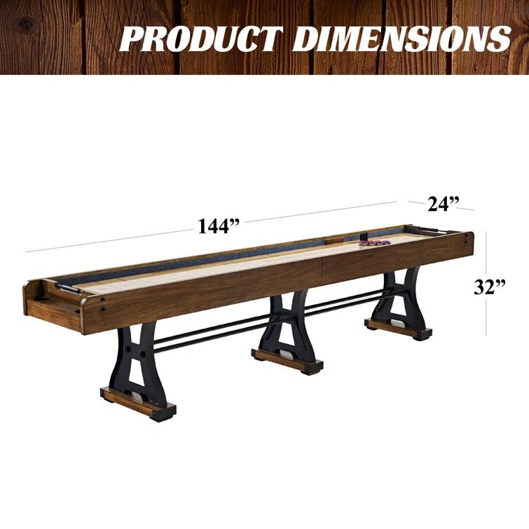 Barrington Billiards Company Barrington Billiards 12' Coventry Shuffleboard Table With Scratch-Resistant Playfield and 8 Puck Set