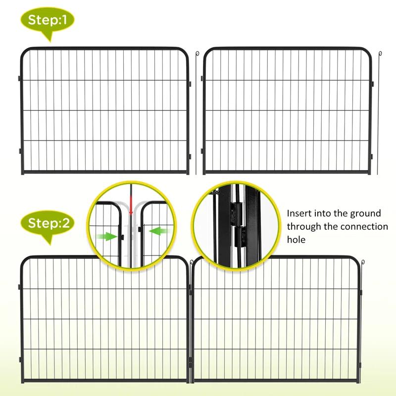 FDW Dog Playpen Indoor 12 Panels Dog Pen For Small And Medium Dogs, Exercise Pen Pet Dog Fence With Doors Pet Puppy Playpen For RV Camping Yard, Black