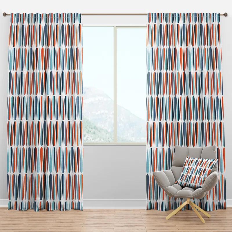 Design Art Retro Abstract Drops V - Mid-Century Curtain - Velvet Room darkening - 1 panel