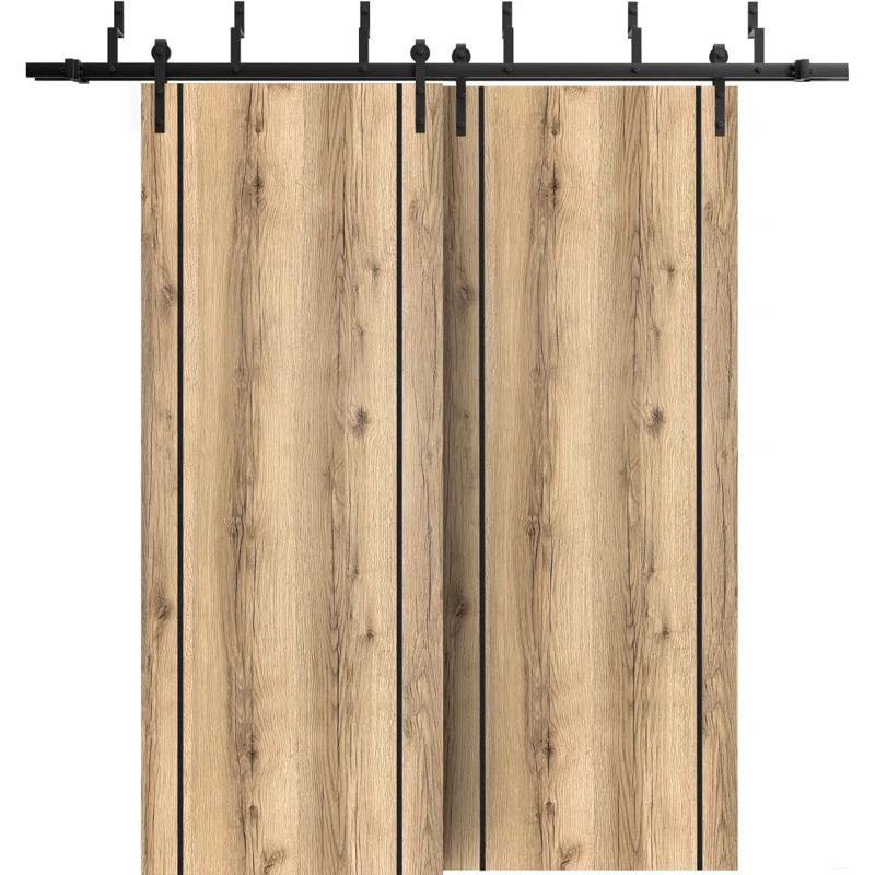 SARTODOORS Solid + Manufactured Wood Paneled Barn Door