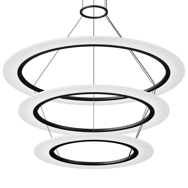 Arctic Rings 3 - Light Acrylic Dimmable LED Tiered Chandelier