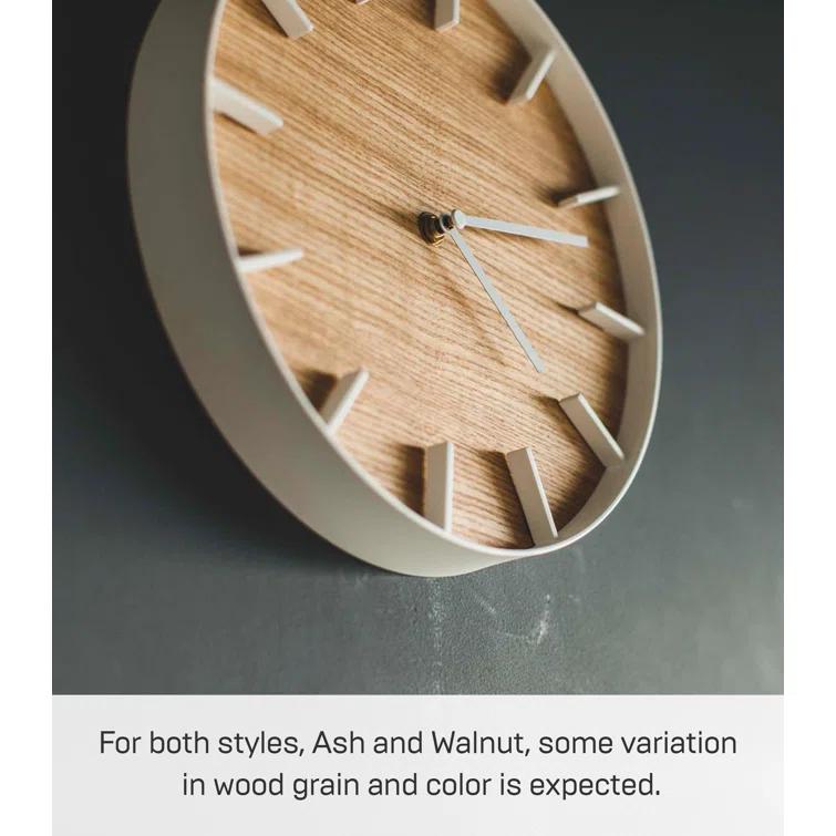 Rin Yamazaki Home Wall Clock, Modern Wood Home Decoration, Steel + Wood, Step Motion Second