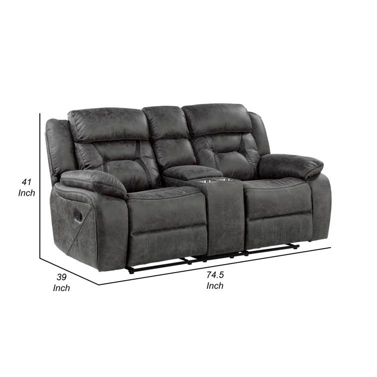 Benjara 74.5'' Upholstered Reclining Loveseat