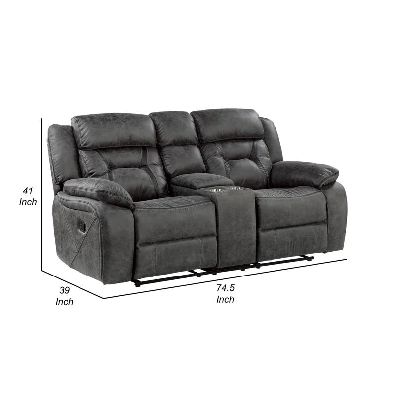 Benjara 74.5'' Upholstered Reclining Loveseat
