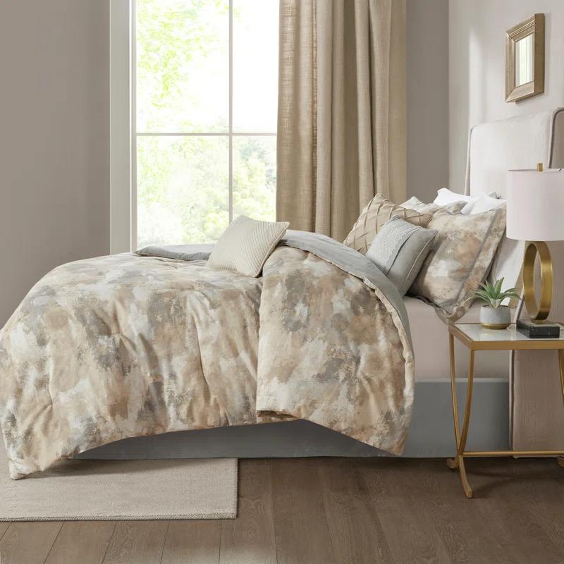 Madison Park Beacon 7 Piece Textured Cotton Blend Comforter Set (Set of 7)