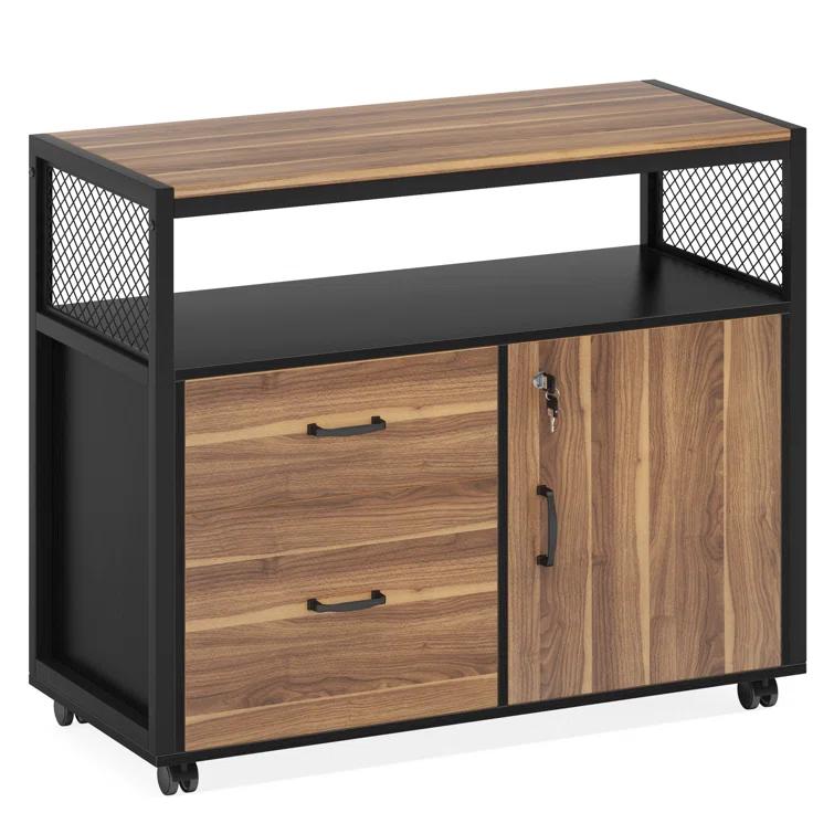 XDYZ 15.74"W X 29.92"H Mobile 2 Drawer File Cabinet With Doors