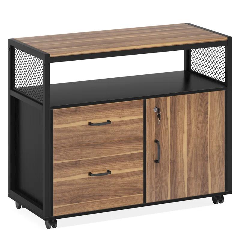XDYZ 15.74"W X 29.92"H Mobile 2 Drawer File Cabinet With Doors