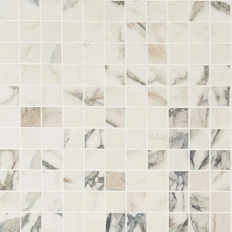 Saroshi Calacatta Rustico 11.81 in. x 11.81 in. Matte Porcelain Floor and Wall Mosaic Tile (0.96 sq. ft./Each)