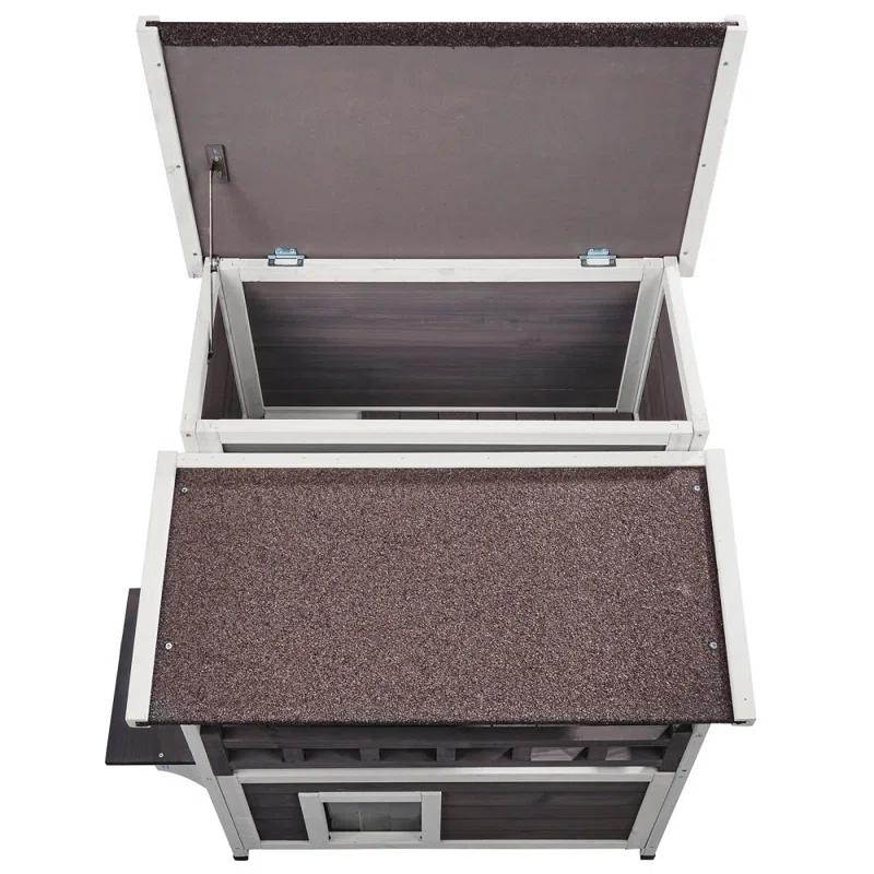 Archie & Oscar™ Outdoor Cat House 2-story Wooden Feral Cat Shelter with Balcony & Roof