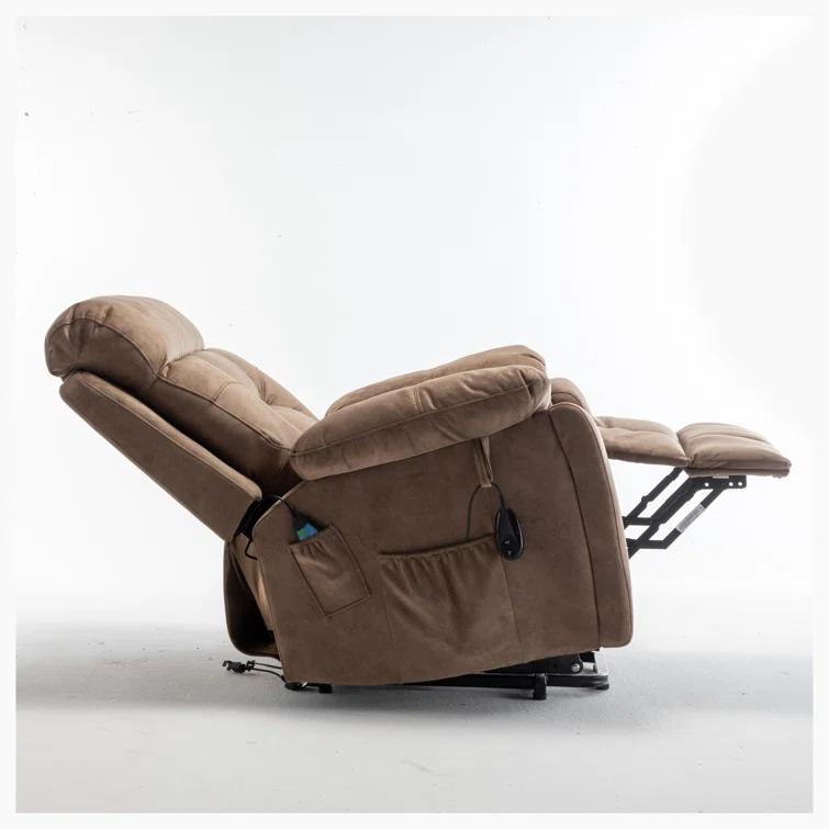 Latitude Run® Large Electric Massage Recliner With Heat, Velvet Lift Recliner Chair For Elderly Oversize with Hidden Cup Holder