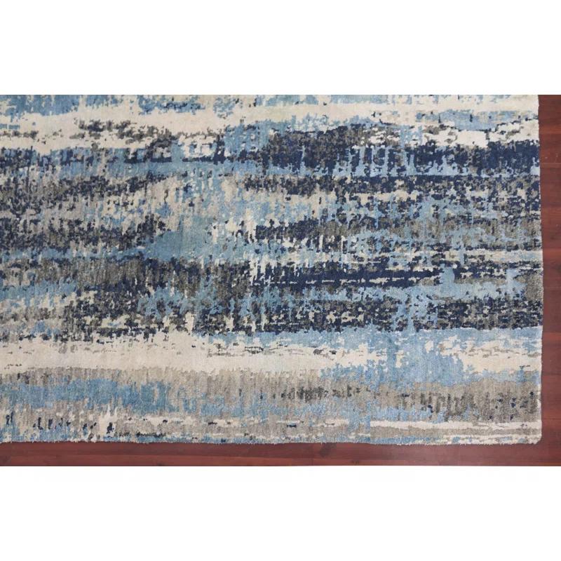 AMER Rugs One-of-a-Kind Mystique Modern Hand-Knotted 10'X14' Wool Blue Area Rug | Perigold