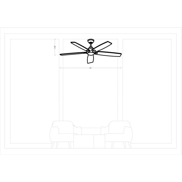 Lise 60'' 5 Blade Ceiling Fan with LED Light Kit