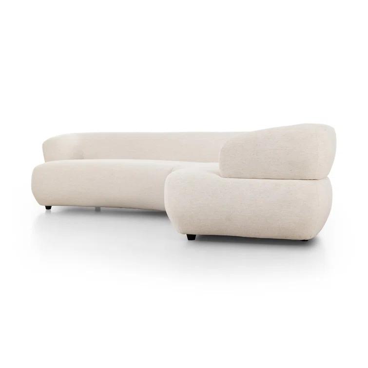 Nomad Snow Linen Fabric Two Piece Sectional Sofa, 159"