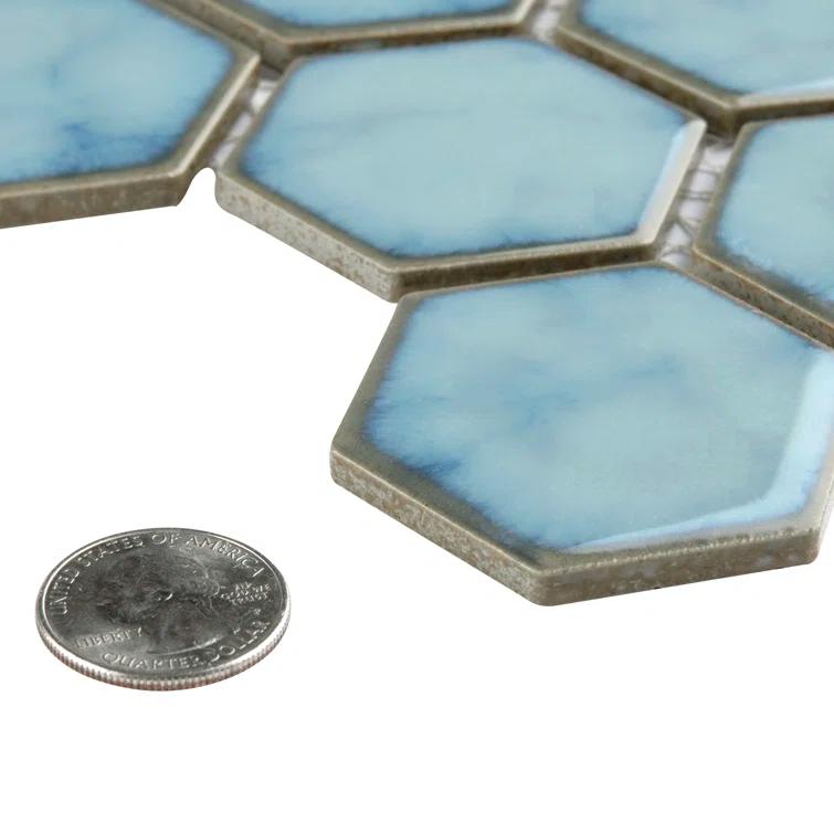 Merola Tile Hudson Due 2" Hex 10-7/8 " x 12-5/8 " Porcelain Mosaic Floor and Wall Tile