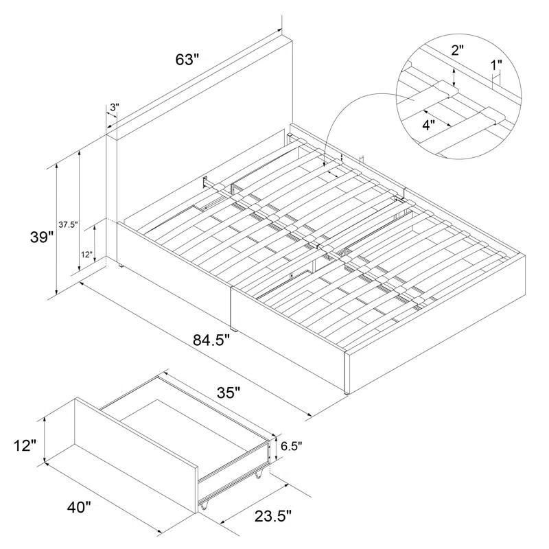 Novogratz Kelly Upholstered Unfinished Platform Storage Bed