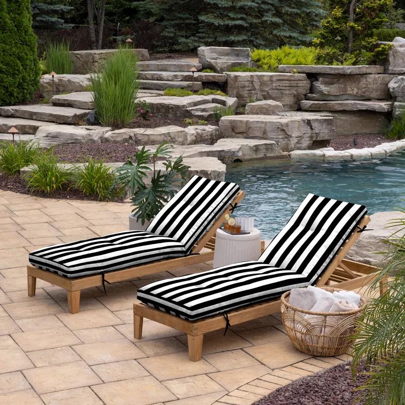 ARDEN Arden Outdoor Plush Modern Tufted Chaise Cushion, 76 x 22