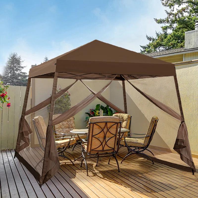 COOS BAY 10 Ft. W X 10 Ft. D Steel Pop Up Slant Leg Patio Gazebo With Netting