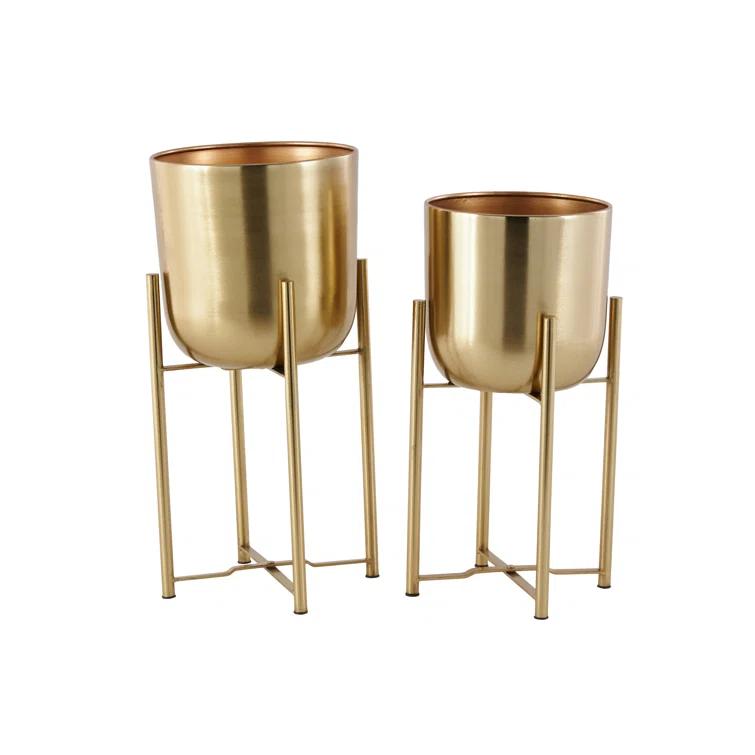 CosmoLiving by Cosmopolitan 2 - Piece Metal Dome Indoor Outdoor Planter with Removable Stand Set