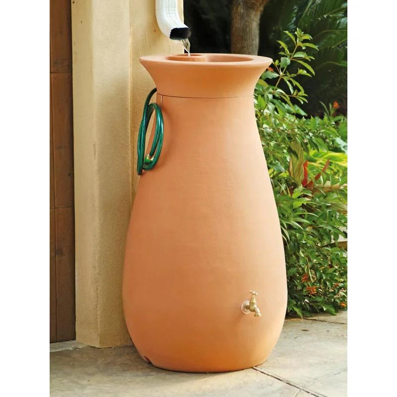 Algreen 65 Gallon Plastic Rain Barrel with Planter Top