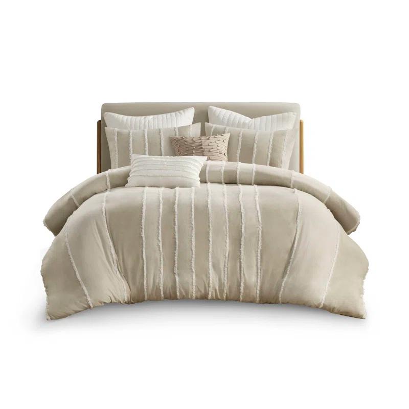 INK+IVY Shay 3 Piece Striped Cotton Duvet Cover Set