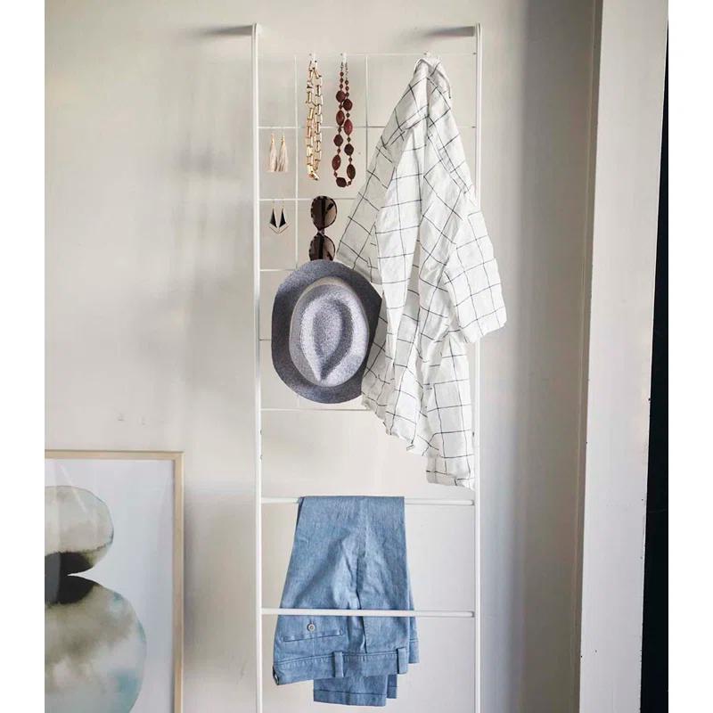 Tower Yamazaki Home Grid-Panel Leaning Ladder, Modern Storage Rack For Bedroom Or Bathroom, Steel
