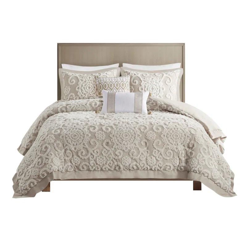 Suzanna 100% Cotton Comforter Set with Tufted Medallions