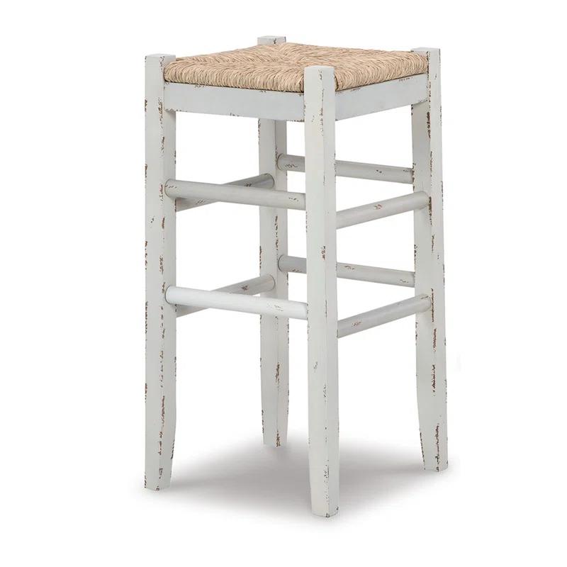 Benjara Anya Stool, Woven Seagrass Seat, Wood Frame (Set of 2)