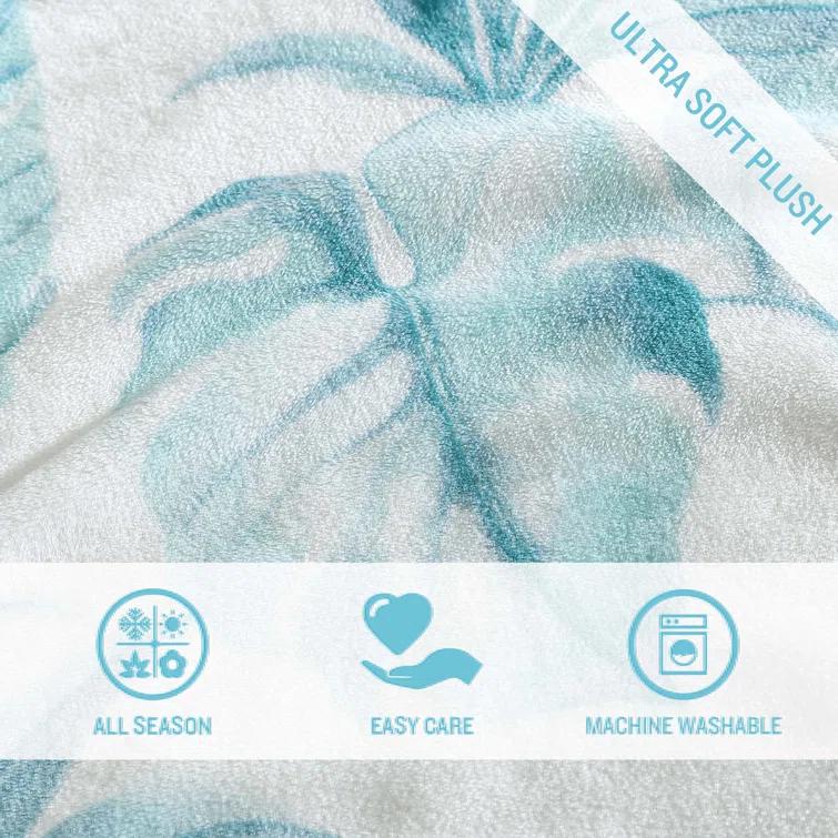 Tommy Bahama Home Wallpaper Leaves Plain Weave / Muslin Throw Blanket